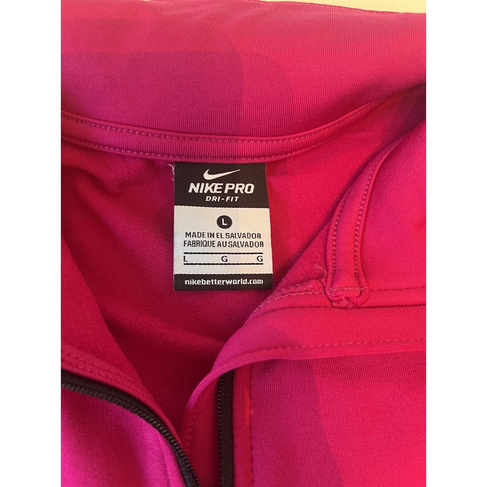 Nike Pro Dri-FIT Womens Half Zip Pullover Pink Long Sleeve Thumbhole L - Picture 2 of 5